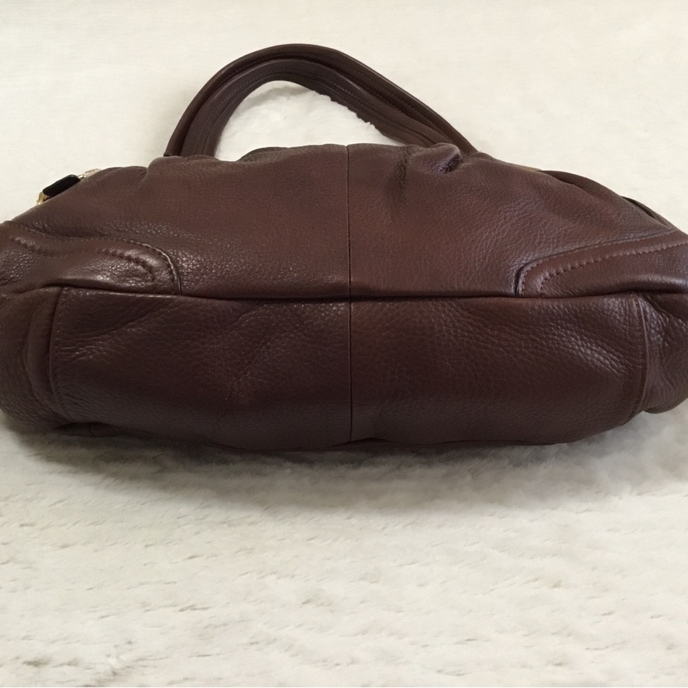 b. makowsky Chocolate Brown Leather Shoulder Bag with Gold Hardware - Picture 9 of 12